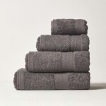 Lot de 4 serviettes de bain en coton �gyptien 500 g / m�, gris ardoise - homescapes