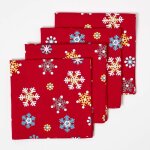 Homescapes lot de 4 serviettes de table flocons de neige rouge