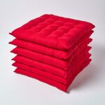 Homescapes - lot de 6 galette de chaise capitonn�ee 40 x 40 cm rouge