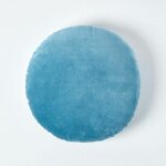 Coussin rond en velours bleu , 40 cm - homescapes