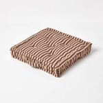 Coussin de sol chocolat - fines rayures beige - 40 x 40 cm - homescapes
