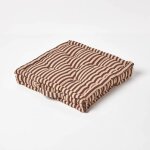 Coussin de sol chocolat - fines rayures beige - 50 x 50 cm - homescapes