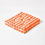 Coussin de sol orange � grands carreaux vichy, 40 x 40 cm - homescapes