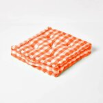 Coussin de sol orange � grands carreaux vichy, 50 x 50 cm - homescapes