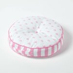 Homescapes coussin de sol rond pour enfants rose et blanc � motif coeurs � 43 cm