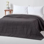Homescapes - couvre - lit matelass bicolore & rversible en coton - noir & gris - 230 x 250 cm