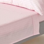 Homescapes - drap plat ray satin de coton gyptien 330 fils rose 230 x 255 cm