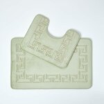 Ensemble tapis de bain et contour wc  mmoire de forme vert sauge - homescapes
