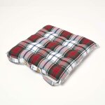 Galette de chaise capitonne carreaux cossais rouge 40 x 40 cm - homescapes