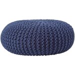 Homescapes - grand pouf rond tress en tricot - bleu marine