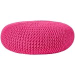 Homescapes - grand pouf rond tressé en tricot - rose fuchsia Homescapes - grand pouf rond tressé en tricot - rose fuchsia