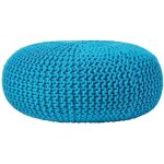 Homescapes - grand pouf rond tress en tricot - sarcelle