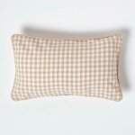 Housse de coussin beige � carreaux vichy, 30 x 50 cm - homescapes