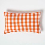 Housse de coussin � grands carreaux vichy orange, 30 x 50 cm - homescapes