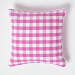 Housse de coussin � grands carreaux vichy rose, 45 x 45 cm - homescapes