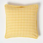 Housse de coussin jaune � carreaux vichy, 45 x 45 cm - homescapes