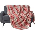 Homescapes - jet� de canap� tartan � carreaux beige et rouge, 150 x 200 cm