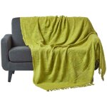 Homescapes jet� de lit ou de canap� vert nirvana en coton, 150 x 200 cm