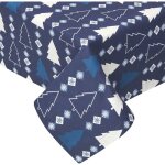Homescapes - nappe de no�l sapins bleu en coton, 137 x 229 cm