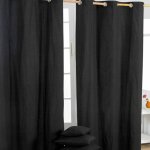 Homescapes - paire de rideaux � ?illets uni noir 100% coton 117 x 137 cm