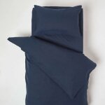 Parure de lit enfant en lin lav� bleu marine, 120 x 150 cm - homescapes