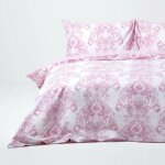 Homescapes - parure de lit rose toile de jouy en polycoton, 260 x 220 cm
