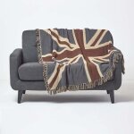 Homescapes - plaid en coton drapeau britannique union jack, 125 x 150 cm