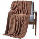 Homescapes - plaid en tricot en 100% coton marron, 130 x 170 cm