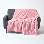 Homescapes - plaid en velours capitonné rose 125 x 150 cm Homescapes - plaid en velours capitonné rose 125 x 150 cm