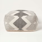 Homescapes pouf carr� noir et gris en coton malmo, 55 x 55 x 30 cm