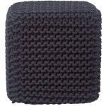 Pouf repose - pieds en tricot cube noir - homescapes