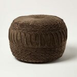Homescapes - pouf rond sofia en velours pliss�, marron