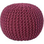 Homescapes - pouf rond tressé en tricot - prune Homescapes - pouf rond tressé en tricot - prune