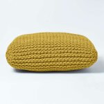 Homescapes - pouf en tricot carr� jaune tr�s grand