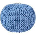 Homescapes - pouf en tricot rond bleu
