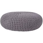 Homescapes - pouf en tricot rond gris fonc trs grand