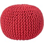 Homescapes - pouf en tricot rond rouge Homescapes - pouf en tricot rond rouge