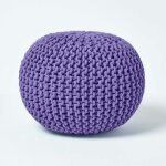 Homescapes - pouf en tricot rond violet