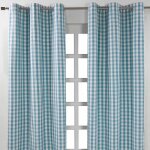 Homescapes rideaux ?illets à grands carreaux vichy bleu, lot de 2, 137 x 182 cm Homescapes rideaux ?illets à grands carreaux vichy bleu, lot de 2, 137 x 182 cm