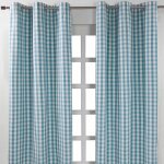 Homescapes - rideaux ?illets à grands carreaux vichy bleu, lot de 2, 137 x 228 cm Homescapes - rideaux ?illets à grands carreaux vichy bleu, lot de 2, 137 x 228 cm