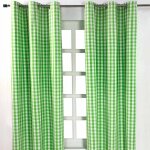 Homescapes rideaux ?illets � grands carreaux vichy vert, lot de 2, 137 x 228 cm