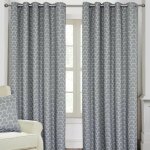 Rideaux � ?illets occultants jacquard � motifs g�om�triques gris - 117 x 137 cm - homescapes
