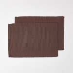Homescapes set de table en coton lot de 2, chocolat Homescapes set de table en coton lot de 2, chocolat