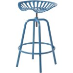 Tabouret vintage bleu avec si�ge de tracteur pivotant, 70 cm - homescapes
