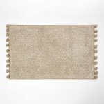 Tapis de bain beige � pompons, 50 x 80 cm - homescapes