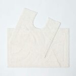 Tapis de salle de bain et tapis contour wc en coton crme - homescapes
