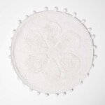Tapis de bain rond blanc fleur tuft�e, 60 cm - homescapes