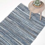 Homescapes - tapis denim bleu en jeans recyclés - 60 x 90 cm Homescapes - tapis denim bleu en jeans recyclés - 60 x 90 cm