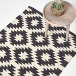 Homescapes - tapis kilim en coton � motif g�om�trique noir et blanc - zurich - 120 x 170 cm