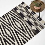 Homescapes - tapis kilim en coton noir et blanc dinan, 120 x 170 cm
